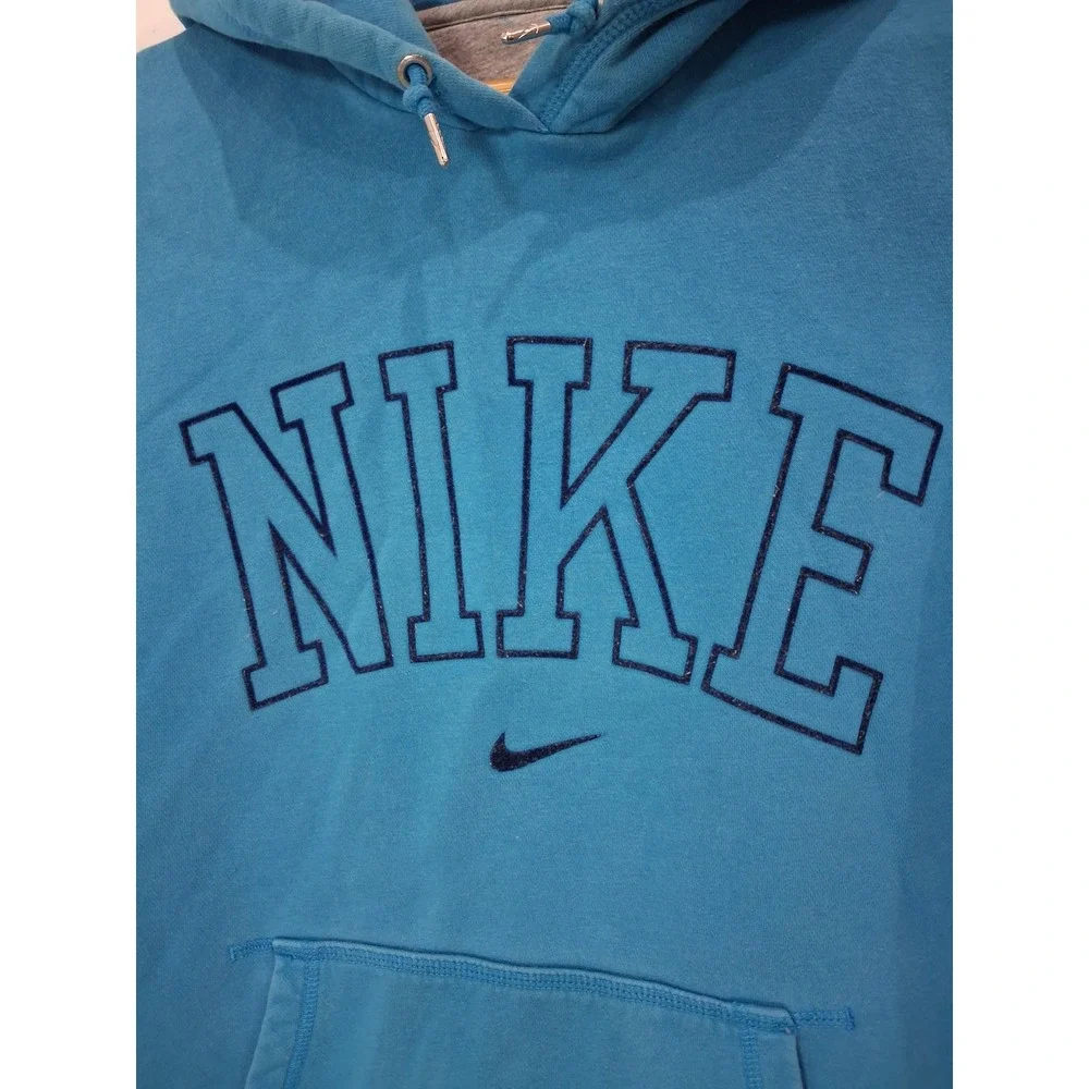 Nike Hoodie Womens XL Blue Spellout Pullover Graphic Sweatshirt Long Sleeve Logo
